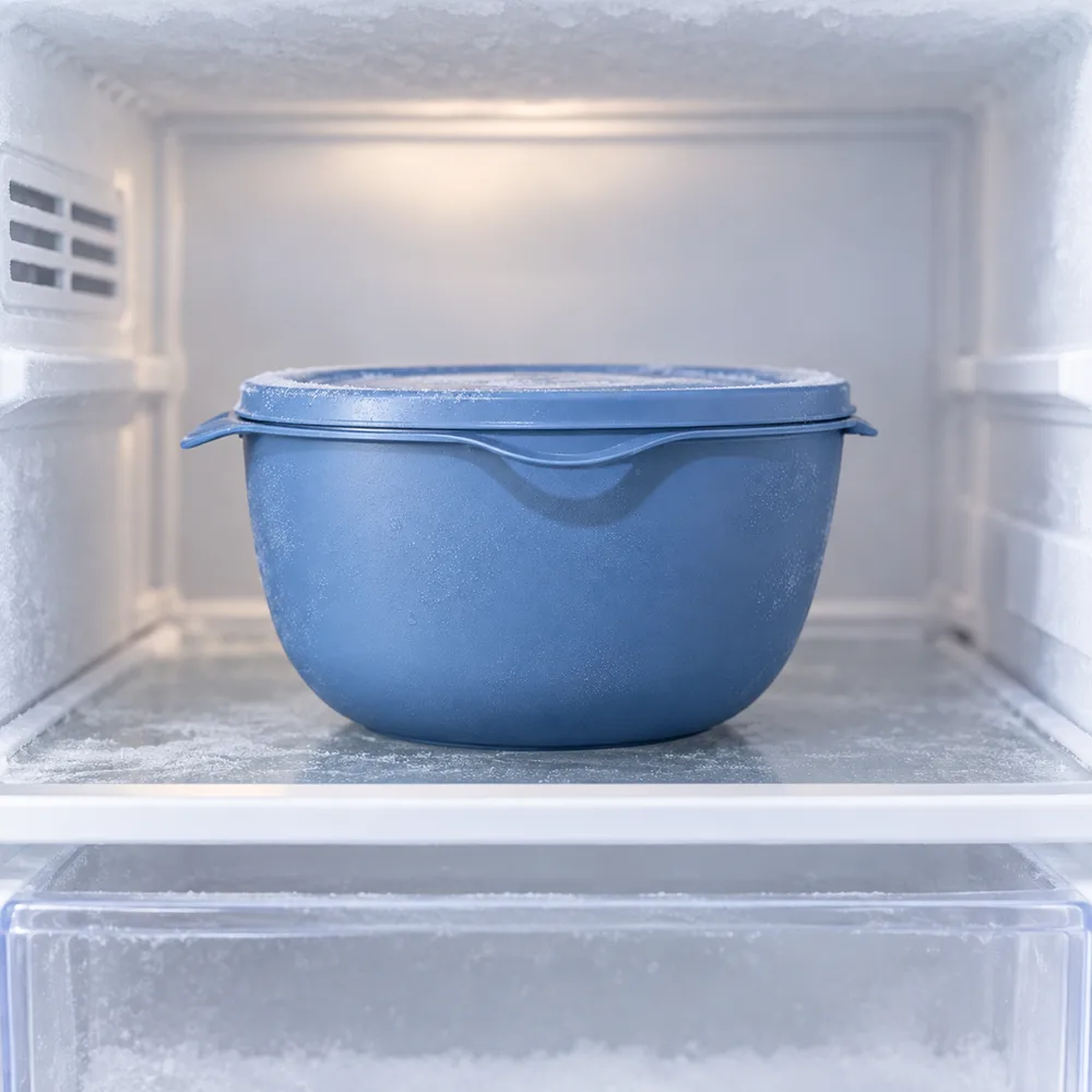 Pote do Kit Terrus congelado dentro do freezer